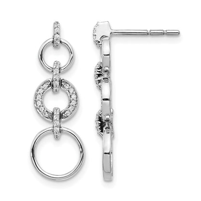 14k White Gold Real Diamond Fancy Dangle Earrings