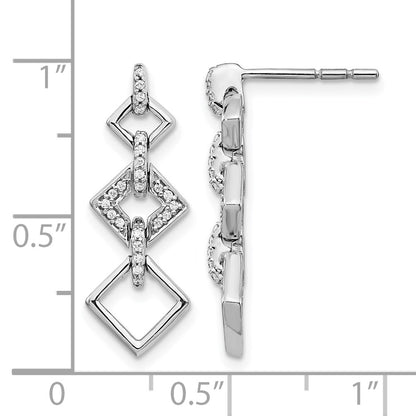 14k White Gold Real Diamond Fancy Dangle Earrings