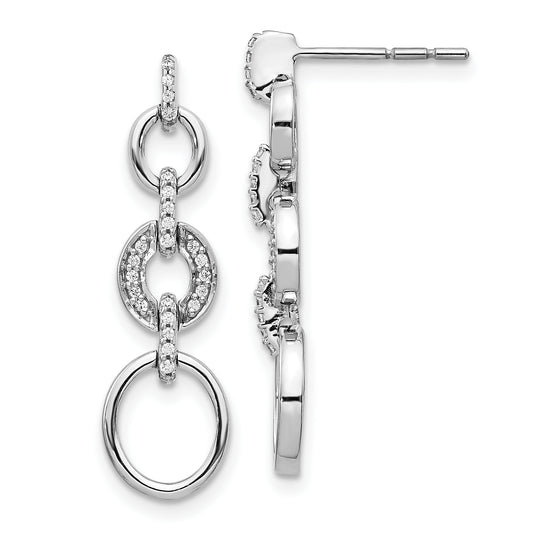 14K White Gold Lab Grown VS/SI+ G+ Diamond Fancy Dangle Earrings