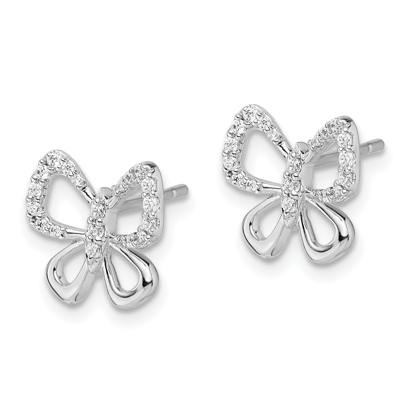 14k White Gold 1/6 Ct. Lab Grown Diamond VS/SI+ G+ Butterfly Post Earrings