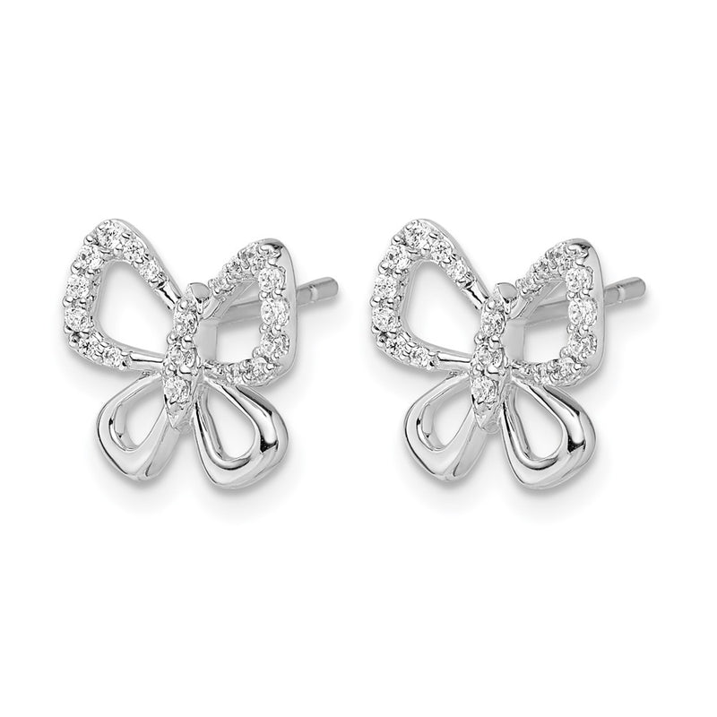 14k White Gold Real Diamond Butterfly Earrings