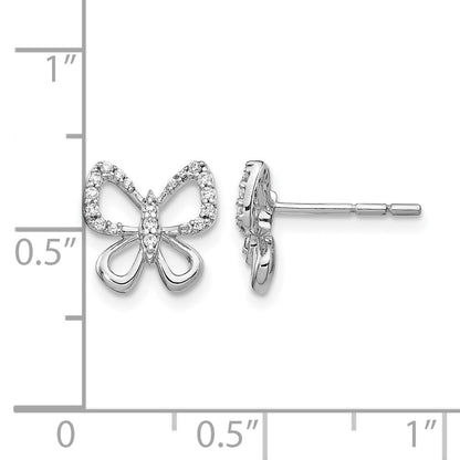 14k White Gold 1/6 Ct. Lab Grown Diamond VS/SI+ G+ Butterfly Post Earrings