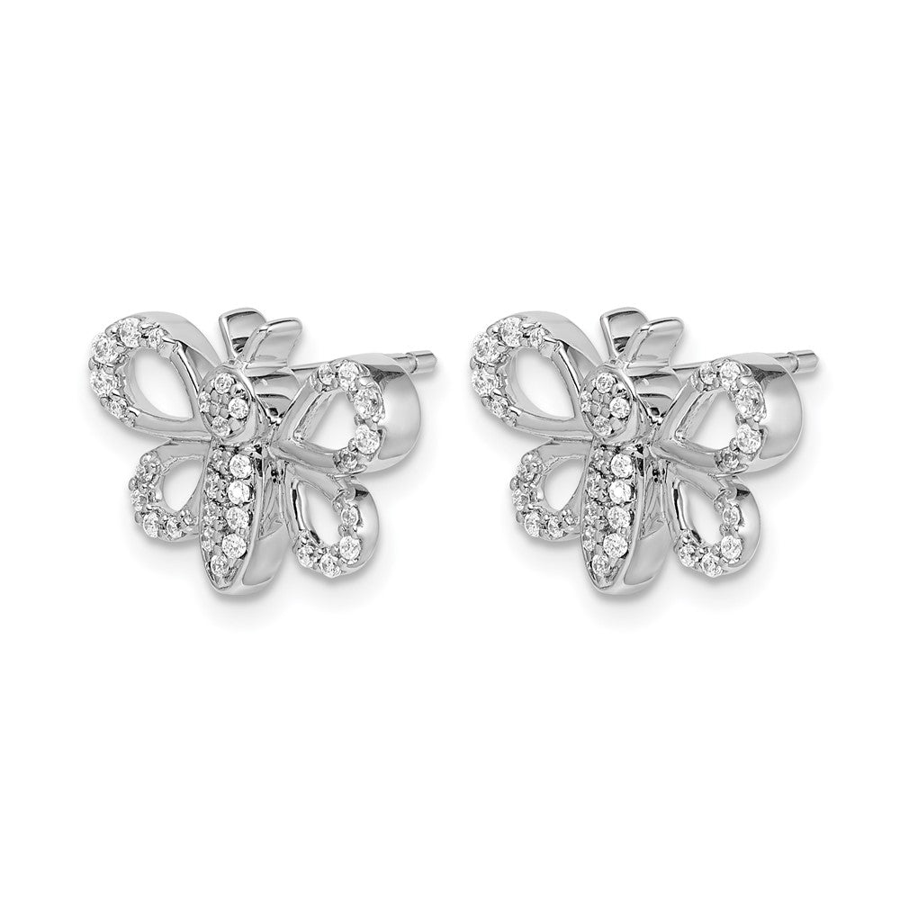 14k White Gold Real Diamond Bee Earrings