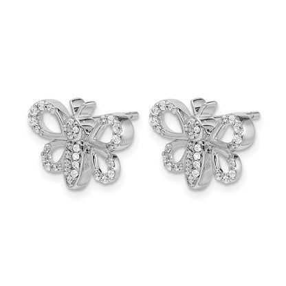 14k White Gold Real Diamond Bee Earrings