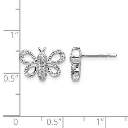 14k White Gold Real Diamond Bee Earrings