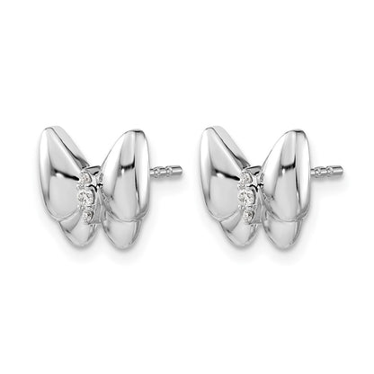 14k White Gold Real Diamond Butterfly Earrings
