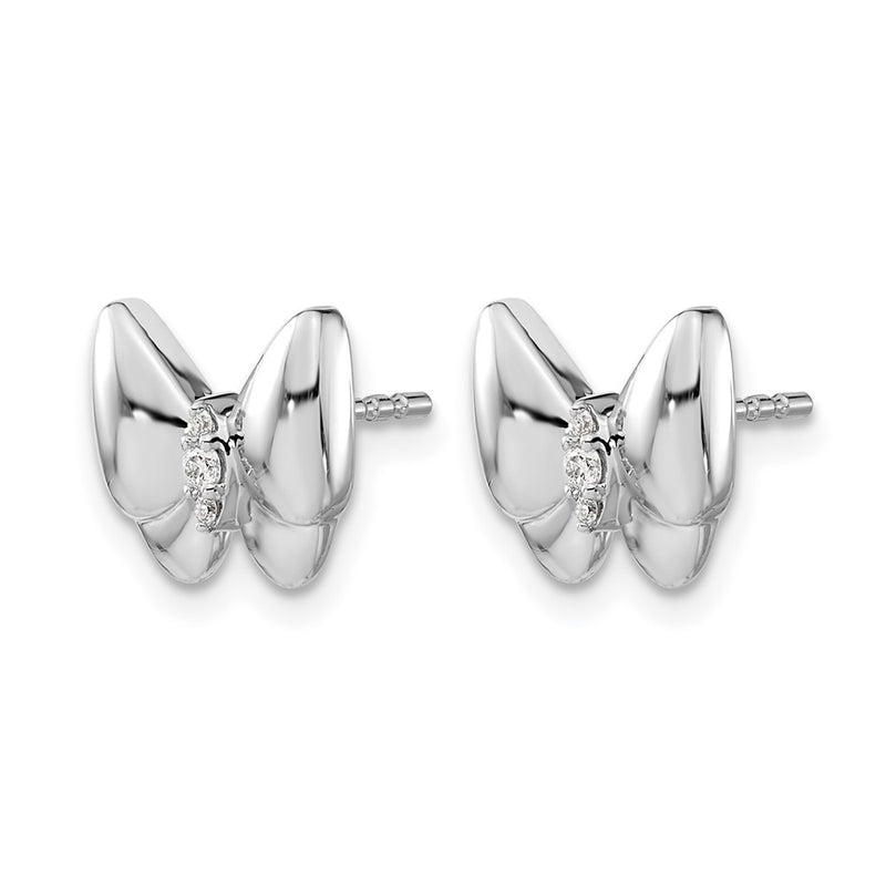 14k White Gold Real Diamond Butterfly Earrings