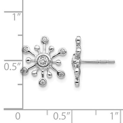 14k White Gold Real Diamond Snowflake Earrings