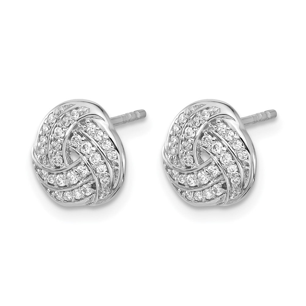 14k White Gold Real Diamond Love Knot Earrings