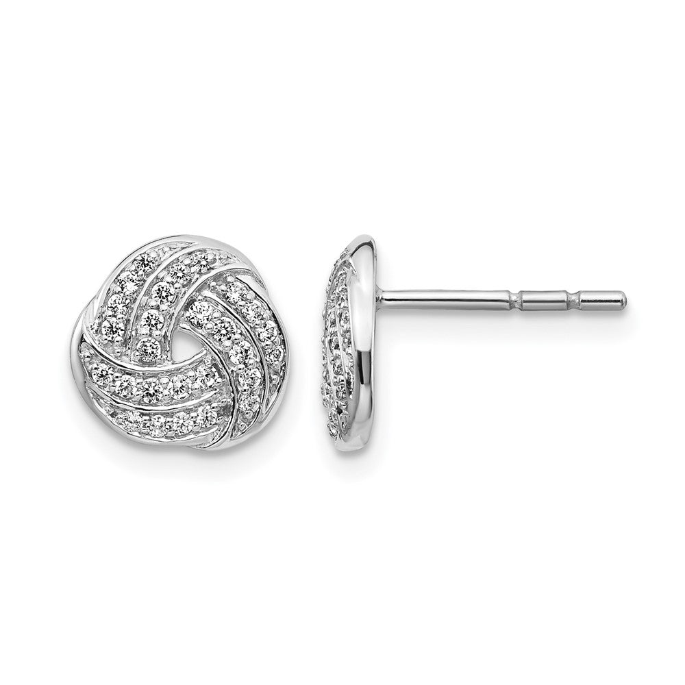 14k White Gold Real Diamond Love Knot Earrings
