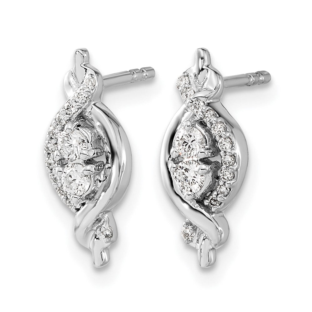 14k White Gold Real Diamond Fancy Earrings