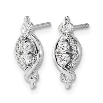 14k White Gold Real Diamond Fancy Earrings