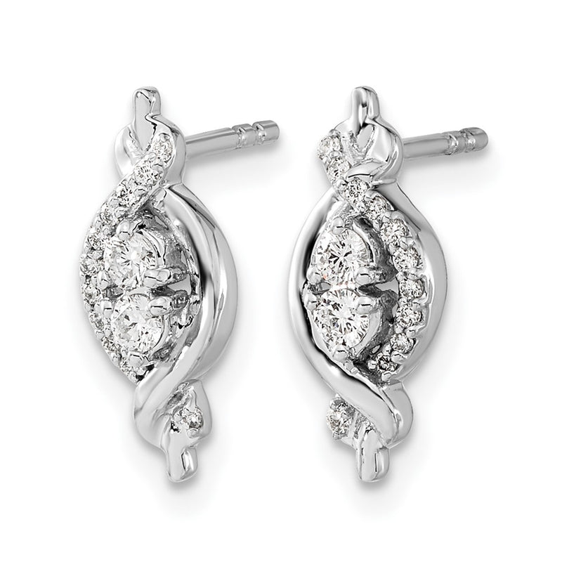 14k White Gold Real Diamond Fancy Earrings