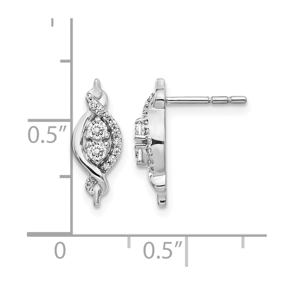 14k White Gold Real Diamond Fancy Earrings