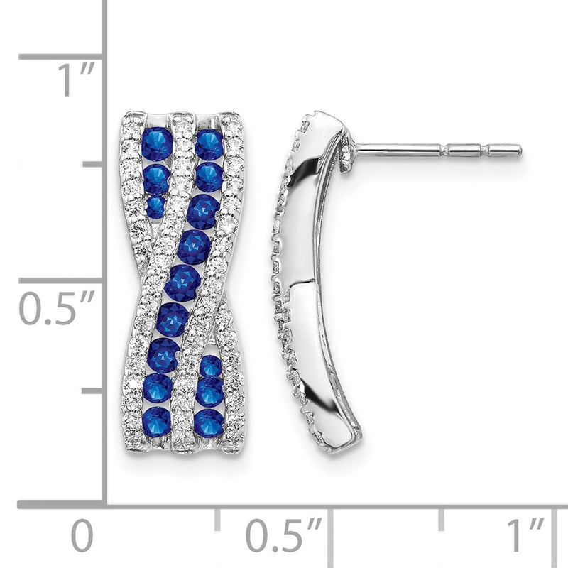 14k White Gold Real Diamond and Sapphire Fancy Earrings