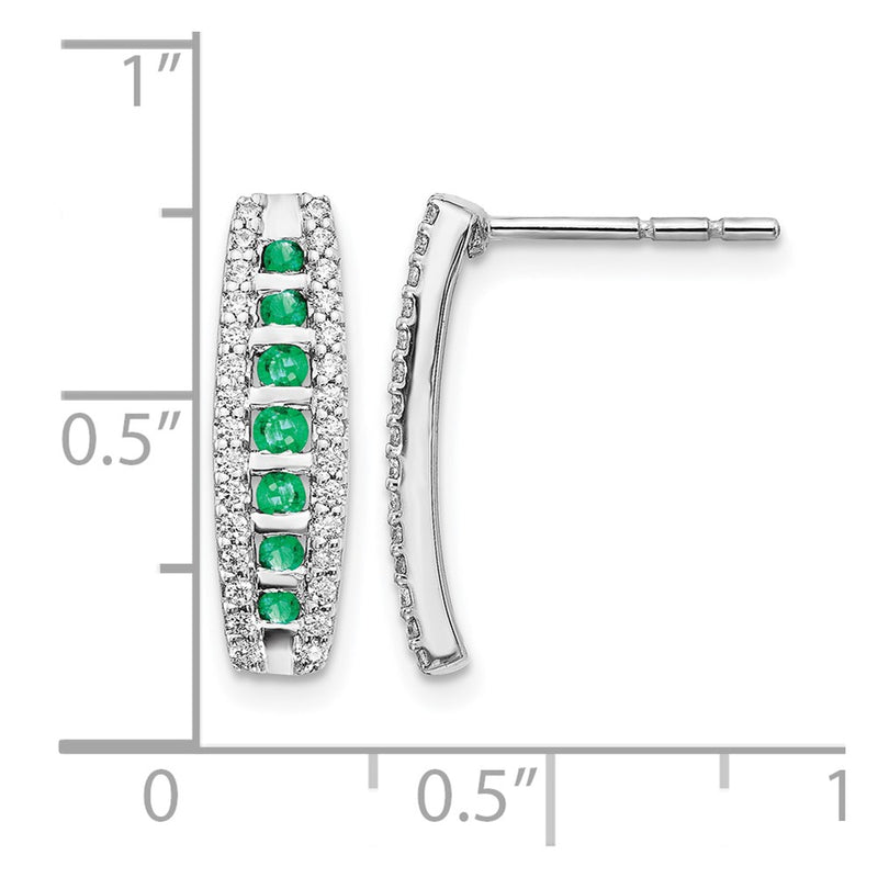 14k White Gold Real Diamond and Emerald Fancy Earrings