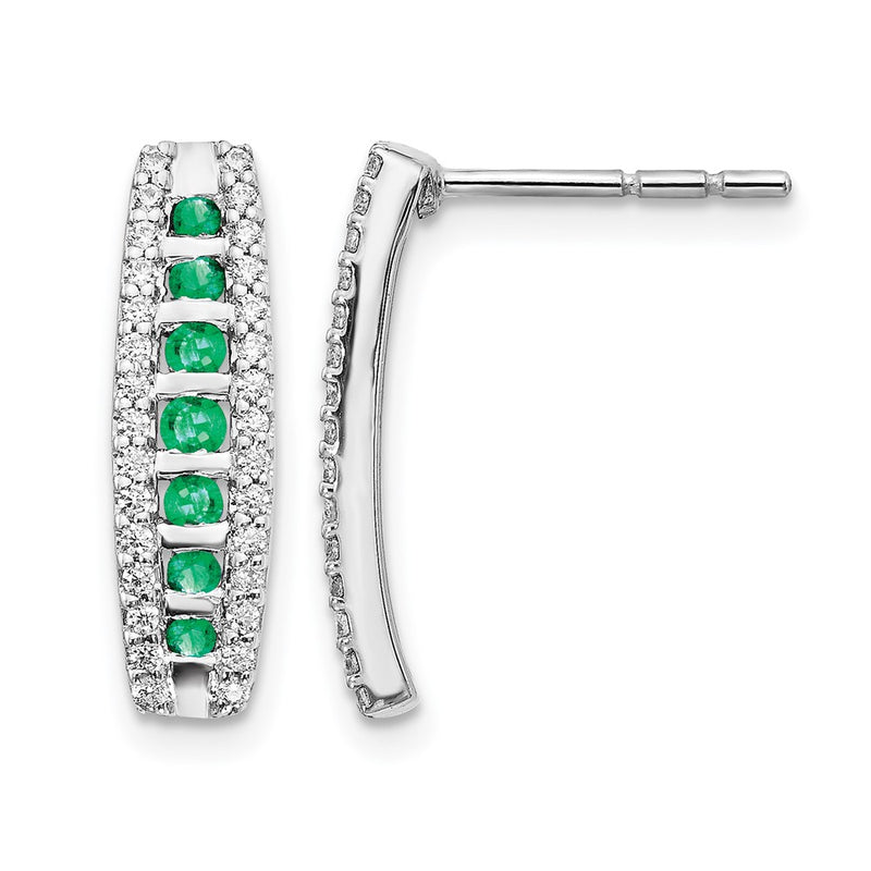 14k White Gold Real Diamond and Emerald Fancy Earrings