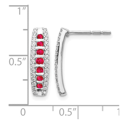 14k White Gold Real Diamond and Ruby Fancy Earrings