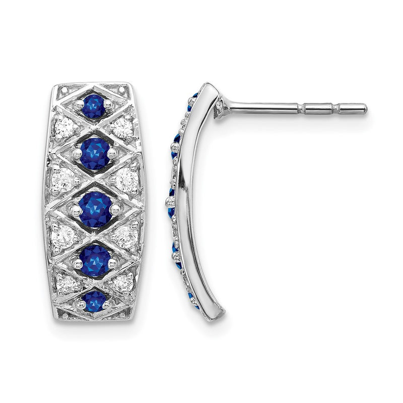 14k White Gold Real Diamond and Sapphire Fancy Earrings