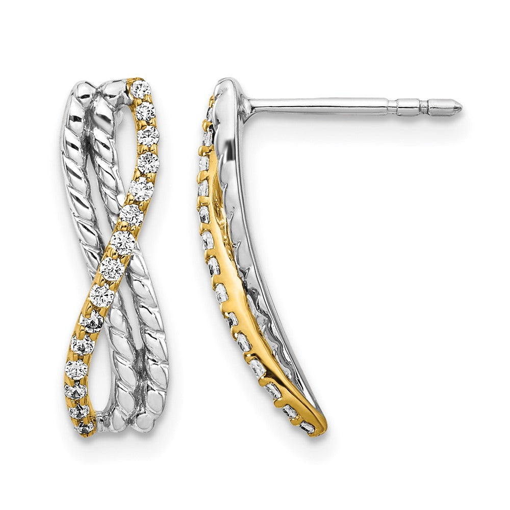 14k Yellow Gold Two-tone Real Diamond Fancy Earrings