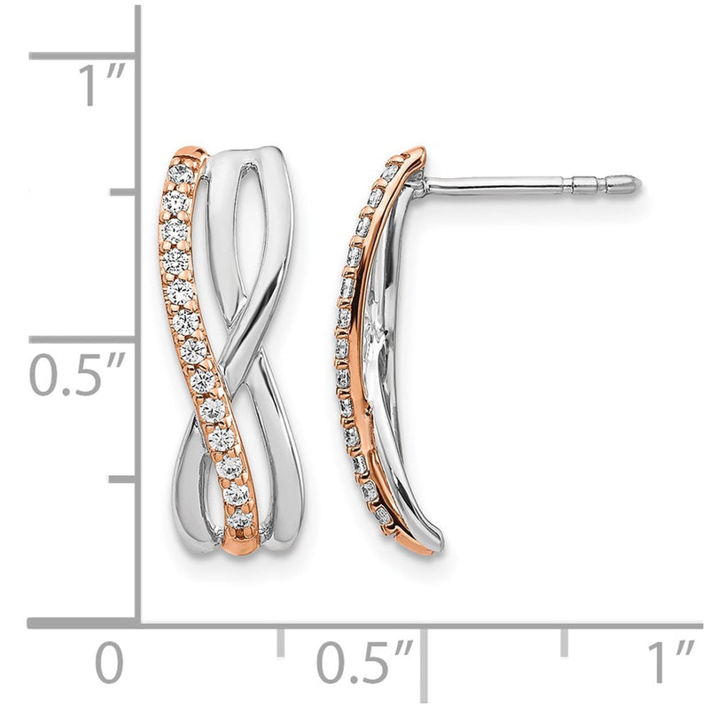 14k Yellow Gold Rose and White Gold Real Diamond Fancy Earrings