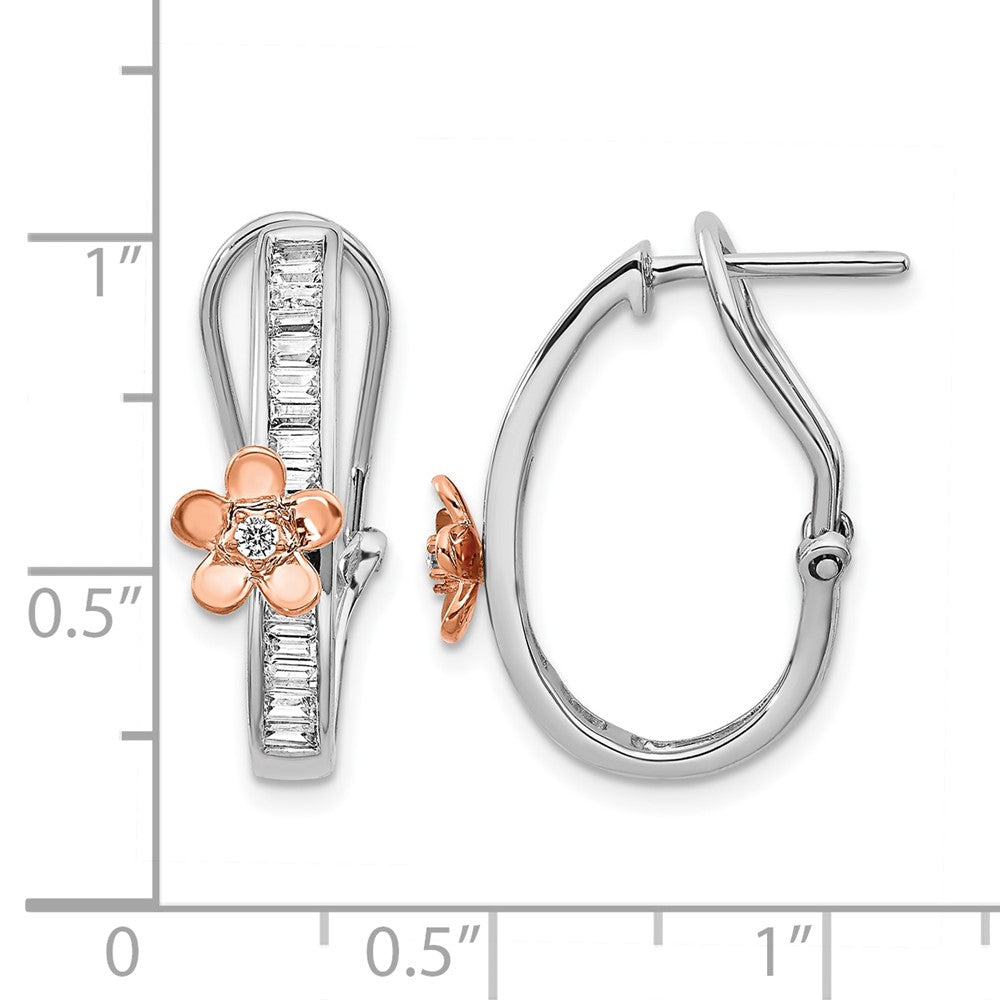 14k Yellow Gold Rose and White Gold Real Diamond Fancy Earrings