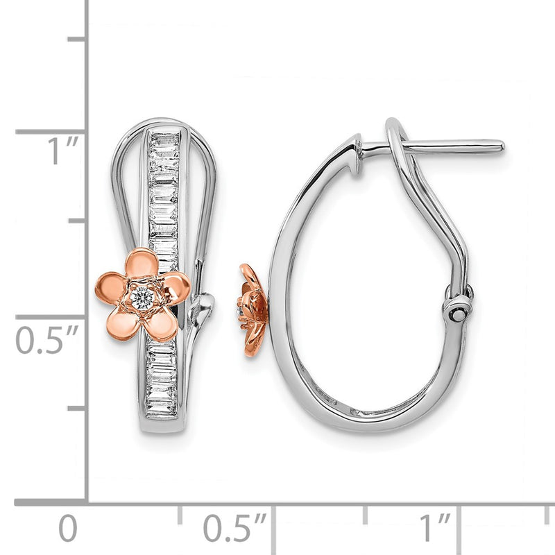 14k Yellow Gold Rose and White Gold Real Diamond Fancy Earrings