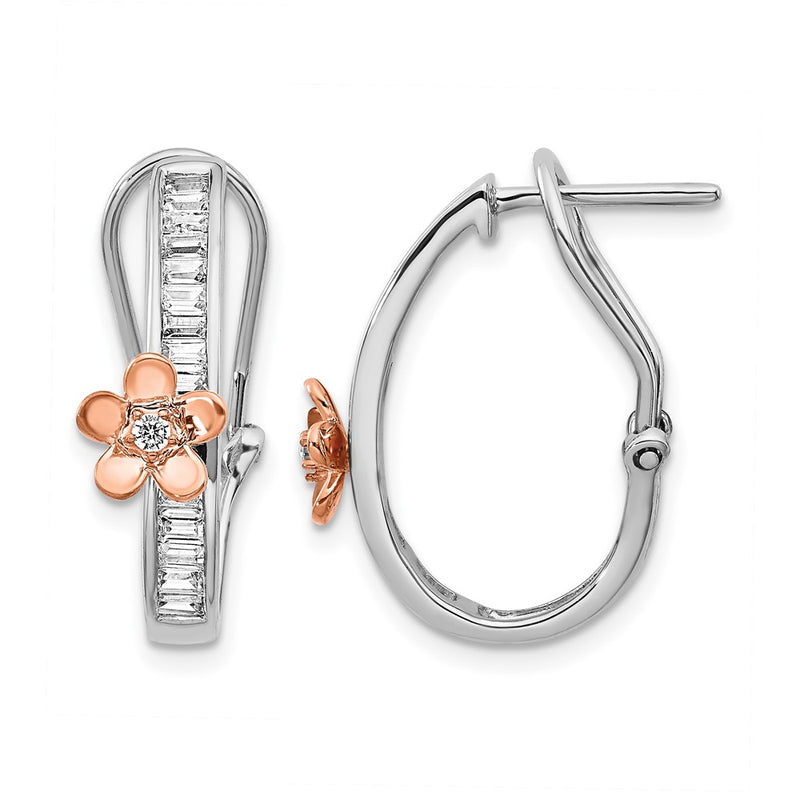 14k Yellow Gold Rose and White Gold Real Diamond Fancy Earrings