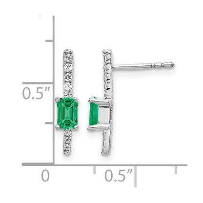 14k White Gold Real Diamond and Emerald Fancy Earrings