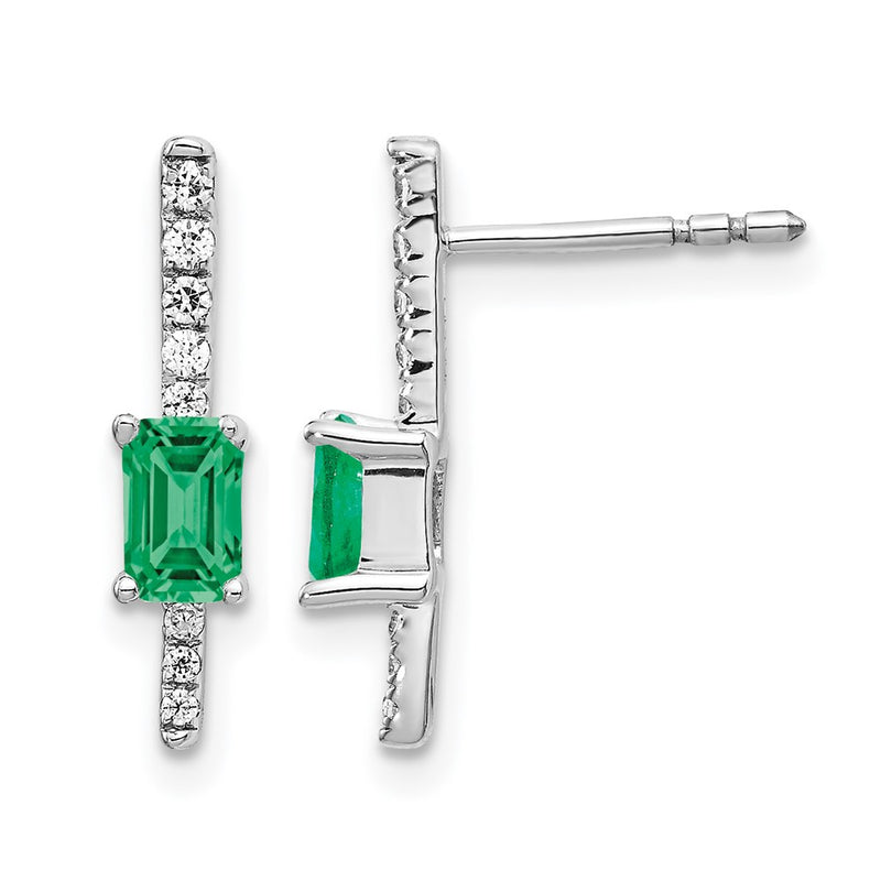 14k White Gold Real Diamond and Emerald Fancy Earrings