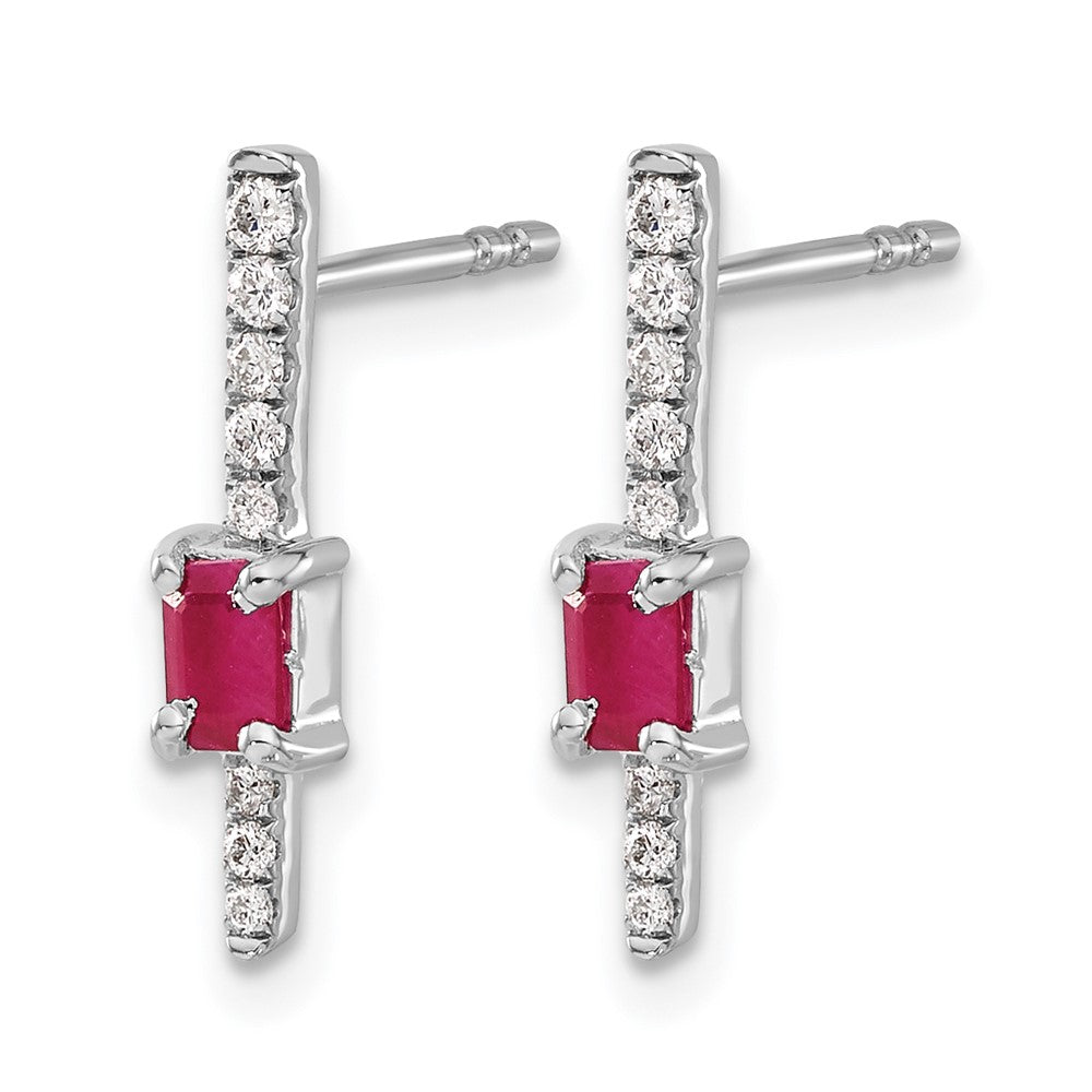 14k White Gold Real Diamond and Ruby Fancy Earrings