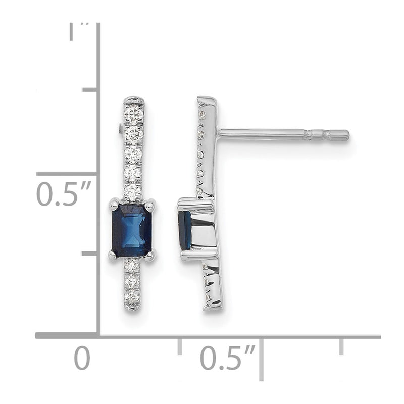 14k White Gold Real Diamond and Sapphire Fancy Earrings