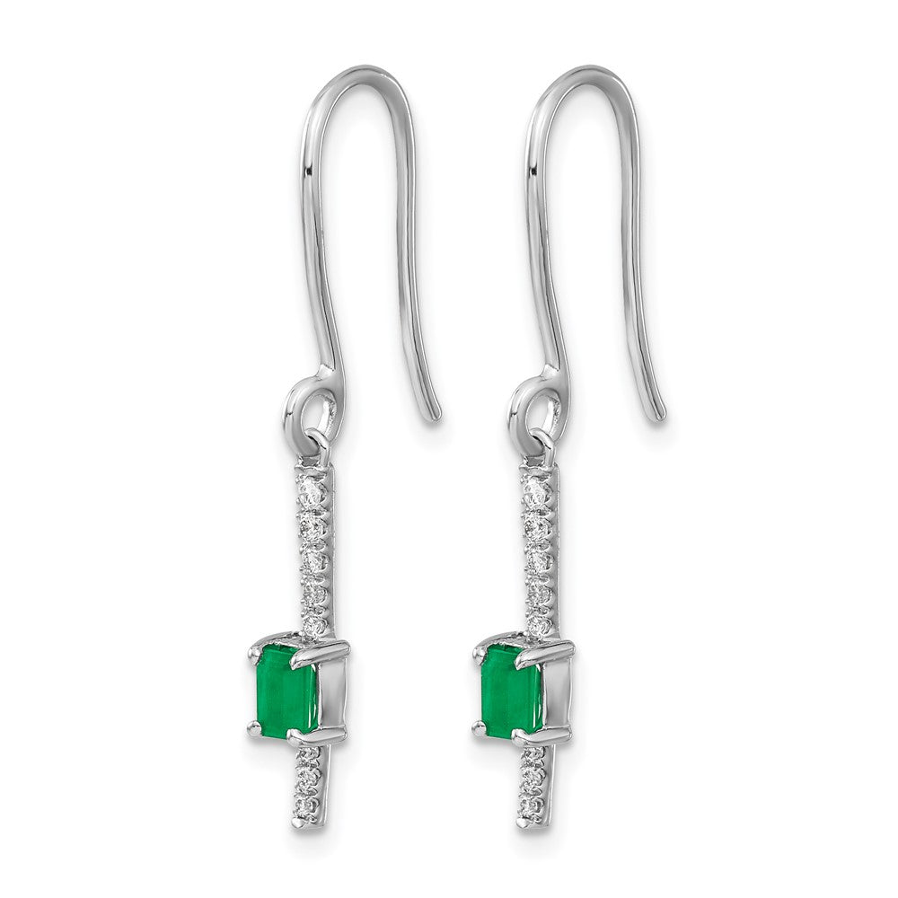 14k White Gold Real Diamond and Emerald Fancy Earrings