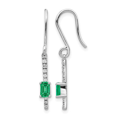 14k White Gold Real Diamond and Emerald Fancy Earrings