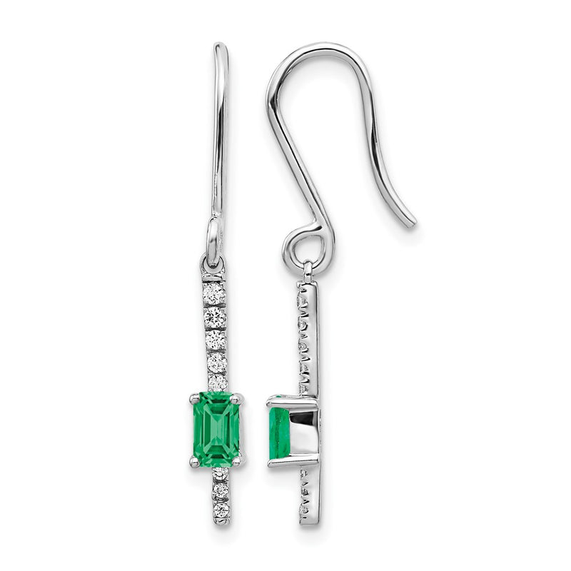 14k White Gold Real Diamond and Emerald Fancy Earrings