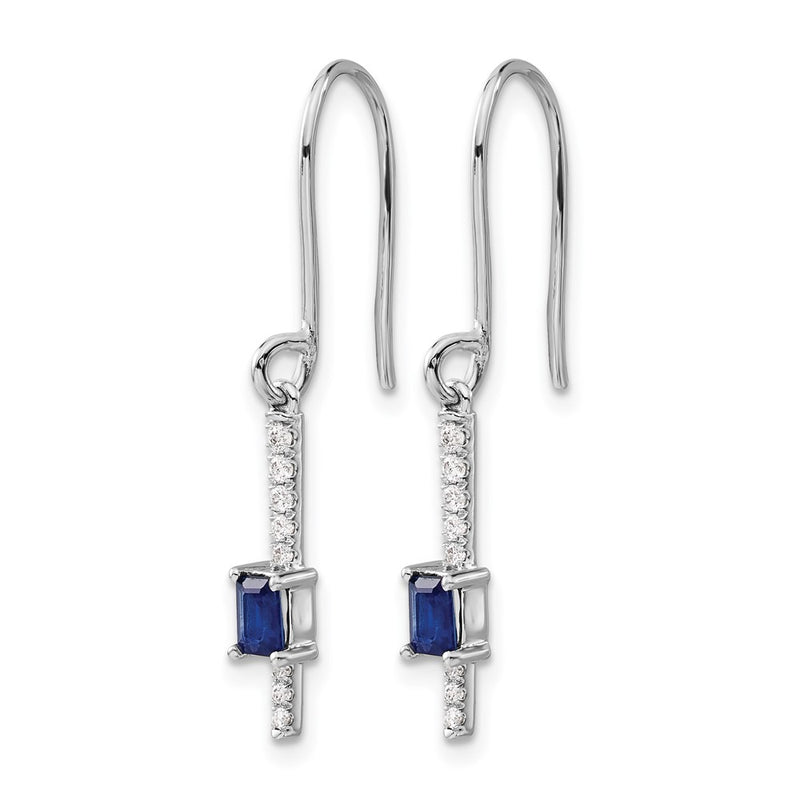 14K White Gold Lab Grown VS/SI+ G+ Diamond and Created Sapphire Fancy Earrings
