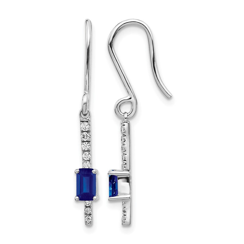 14k White Gold Real Diamond and Sapphire Fancy Earrings