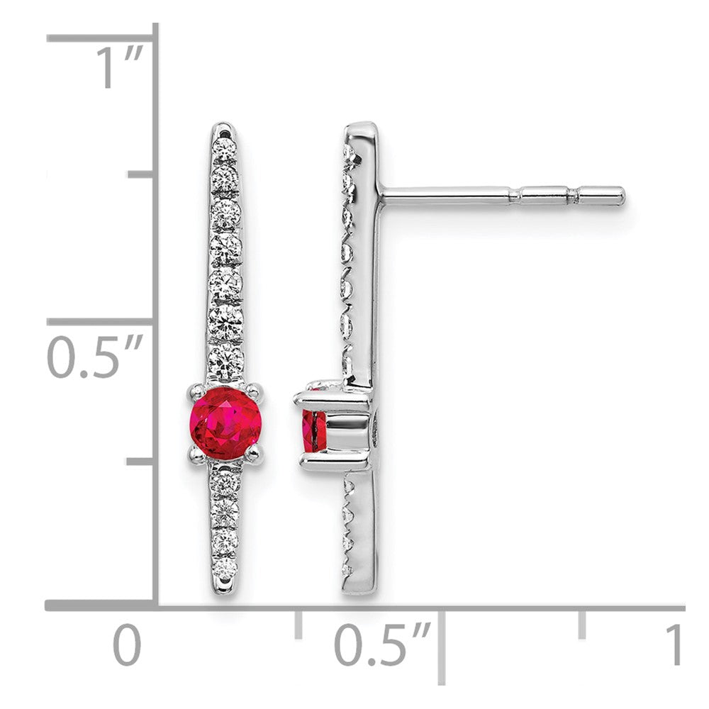 14k White Gold Real Diamond and Ruby Fancy Earrings