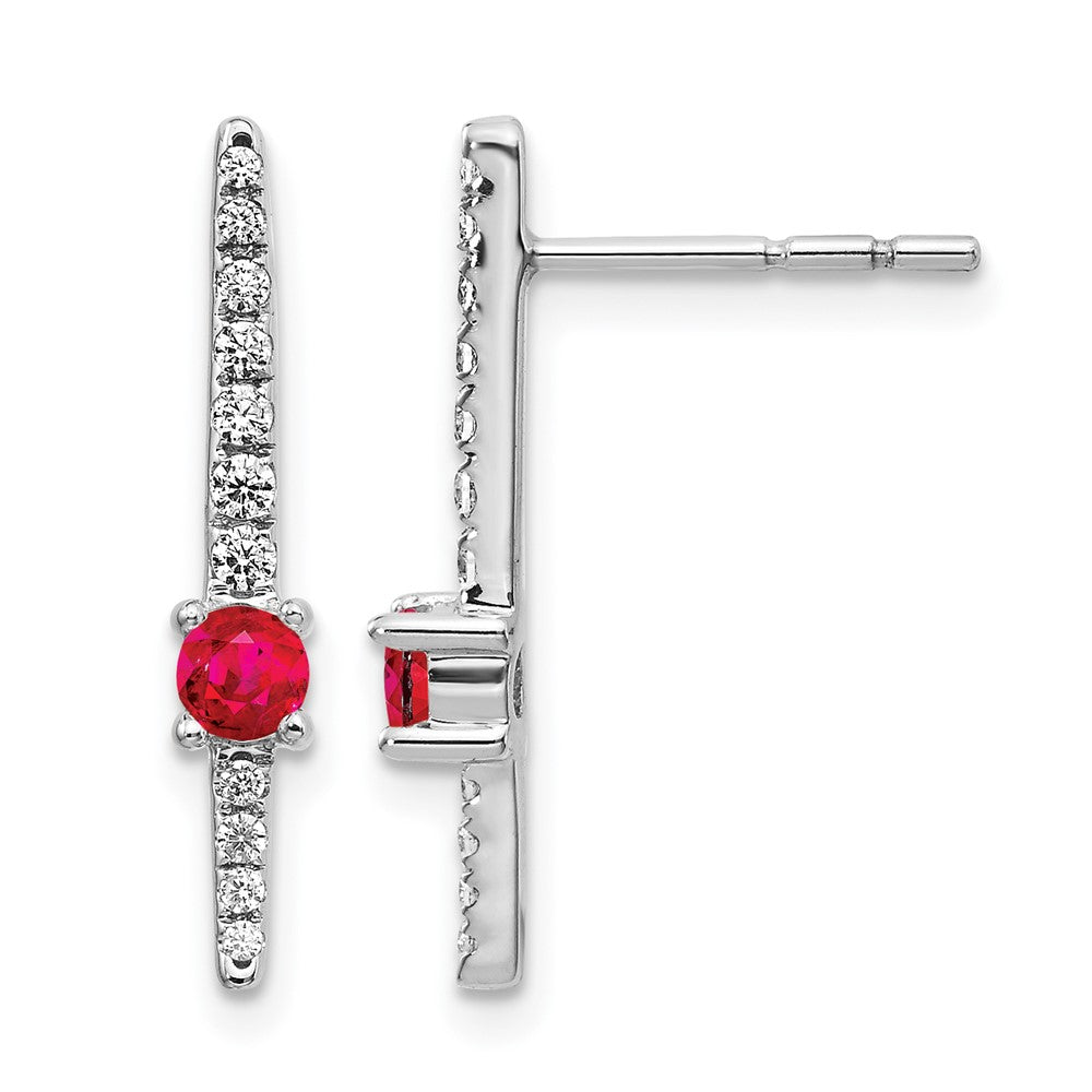 14k White Gold Real Diamond and Ruby Fancy Earrings