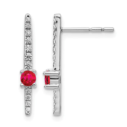 14k White Gold Real Diamond and Ruby Fancy Earrings