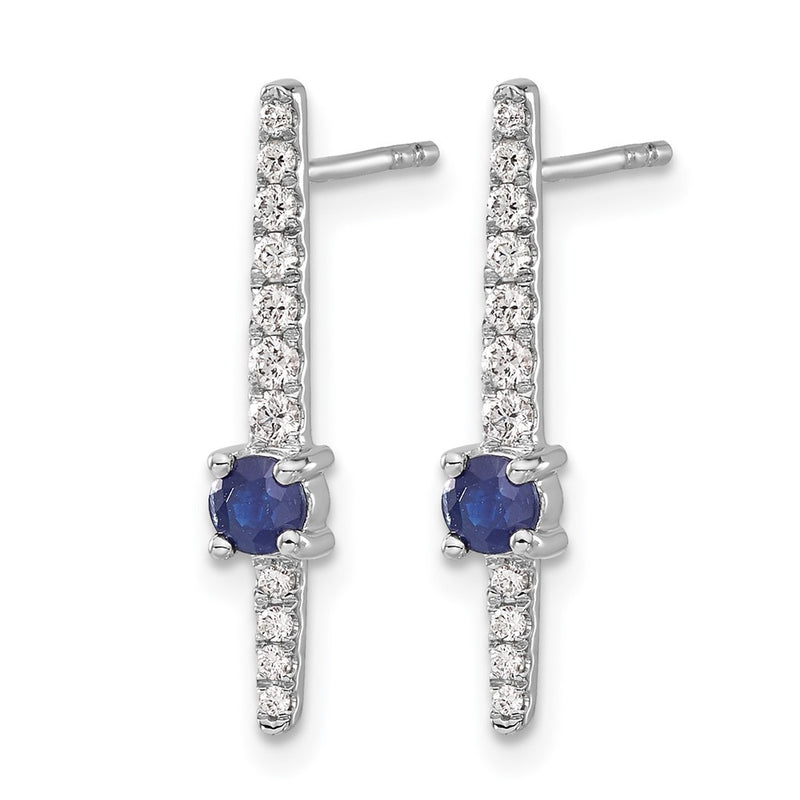 14k White Gold Real Diamond and Sapphire Fancy Earrings