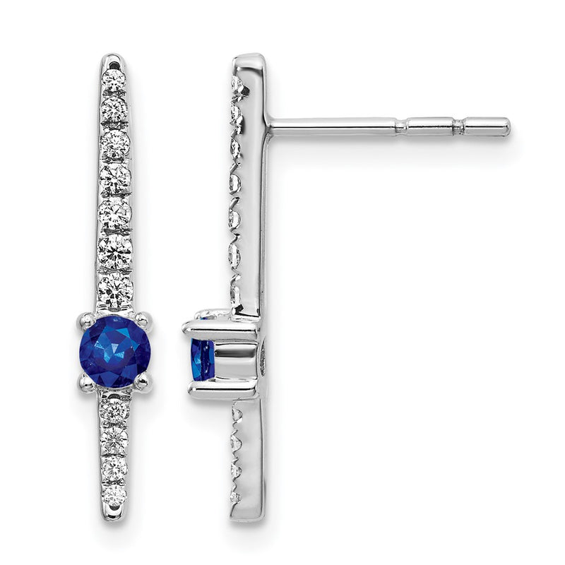 14k White Gold Real Diamond and Sapphire Fancy Earrings