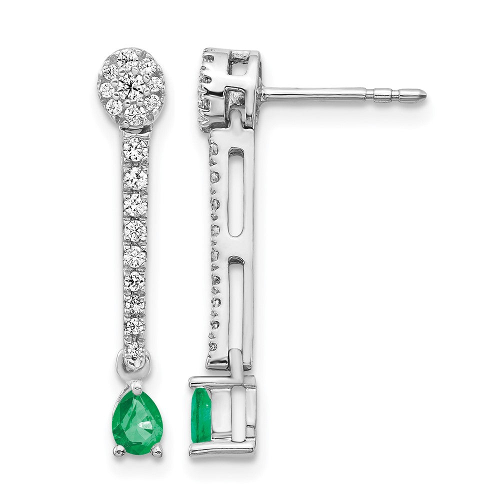 14k White Gold Real Diamond and Emerald Fancy Earrings