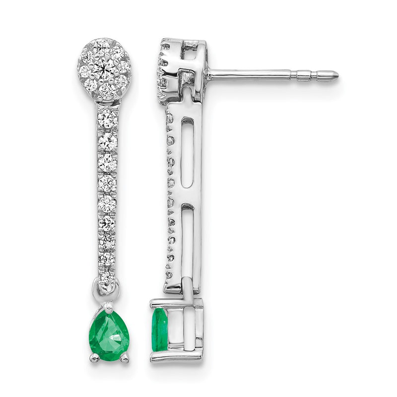 14k White Gold Real Diamond and Emerald Fancy Earrings