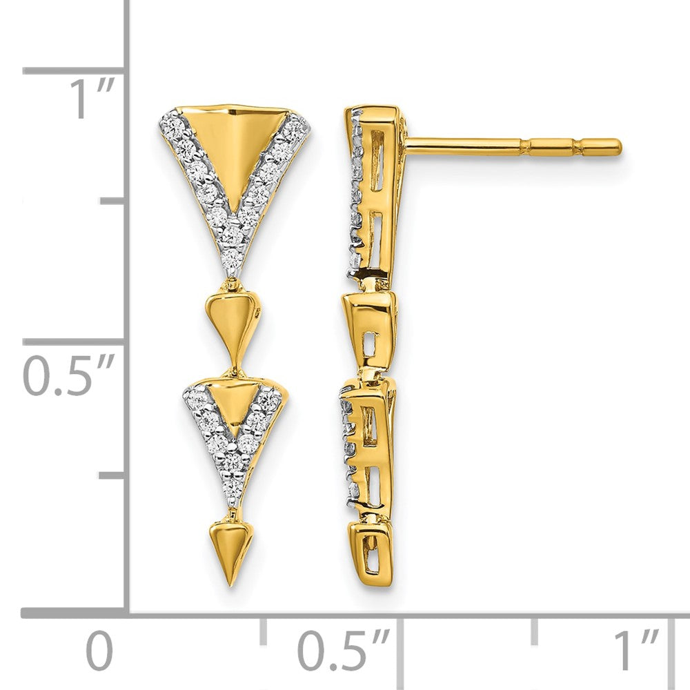 14k Yellow Gold Real Diamond Fancy Post Dangle Earrings