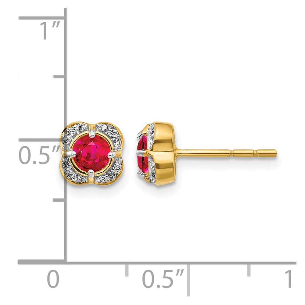 14k Yellow Gold Real Diamond and Ruby Fancy Earrings