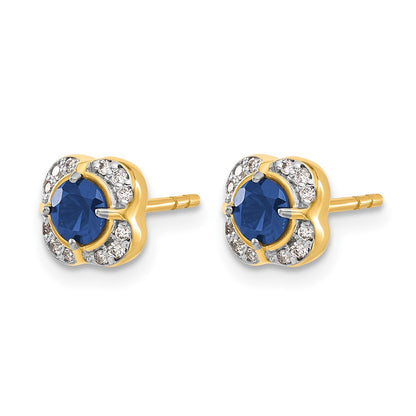 14k Yellow Gold Real Diamond and Sapphire Fancy Earrings