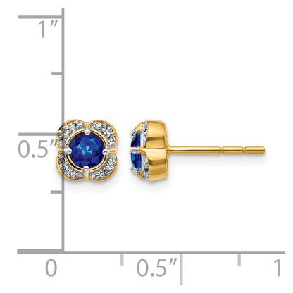 14k Yellow Gold Real Diamond and Sapphire Fancy Earrings