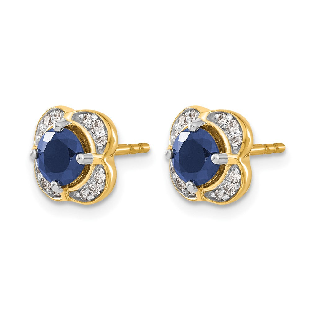 14k Yellow Gold Real Diamond and Sapphire Fancy Earrings