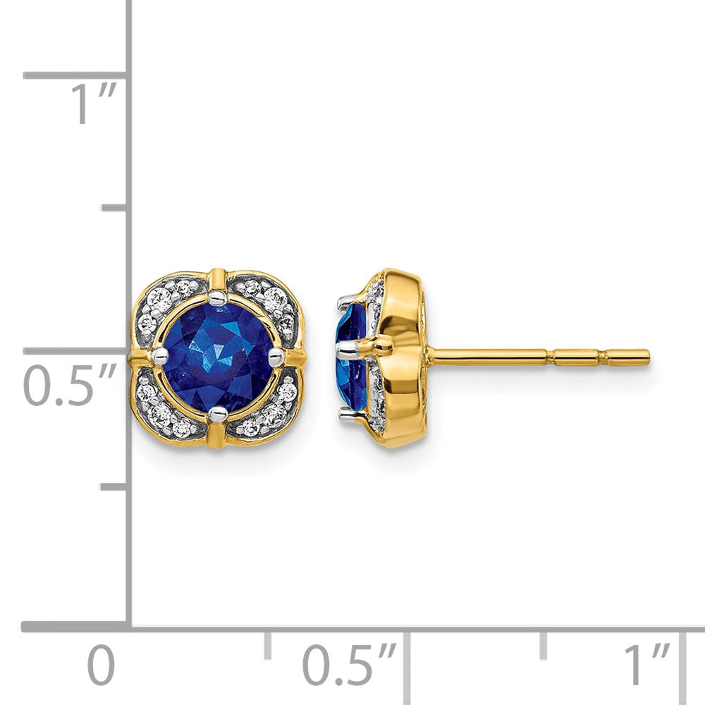 14k Yellow Gold Real Diamond and Sapphire Fancy Earrings